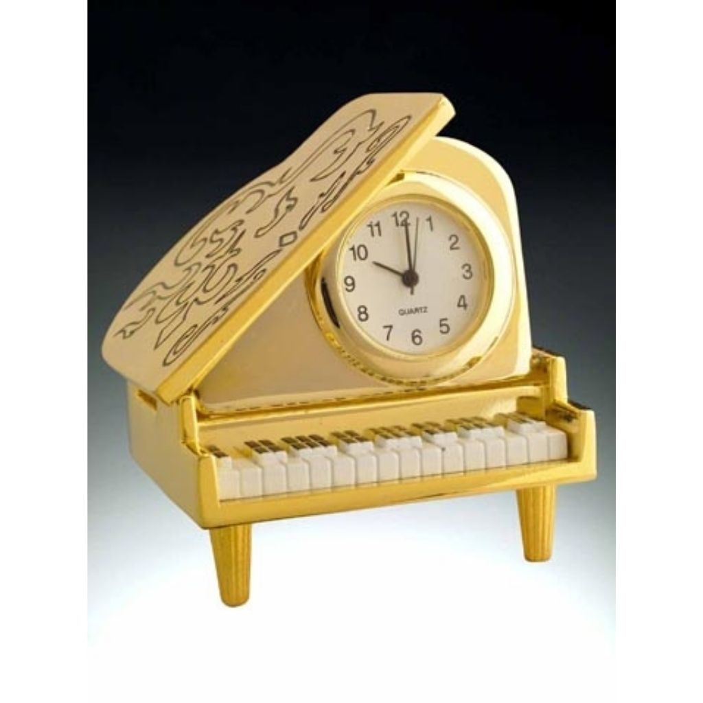 Desk Clock, Grand Piano, Gold