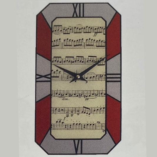 Wall Clock, Art Deco Music - Red