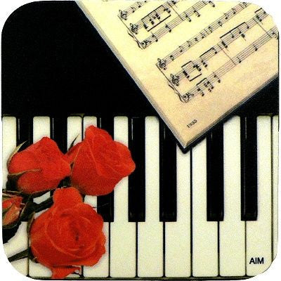 Vinyl Coaster, Keyboard with Rose