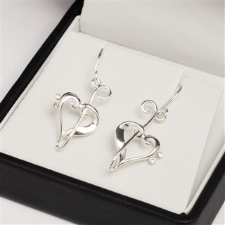 Silver-plated Earrings, Heart of Clefs