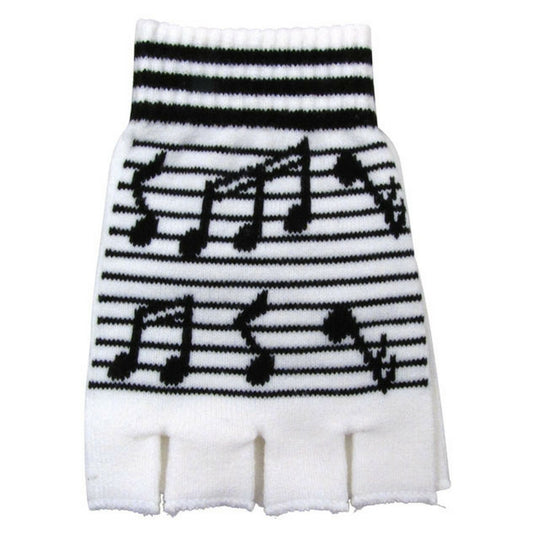 Winter Gloves, Knit, Fingerless - White