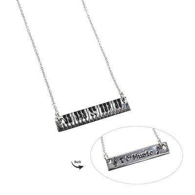 Lauren-Spencer Bar Necklace, Piano Keyboard, Silver