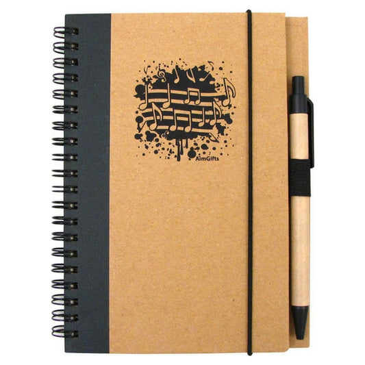 Journal, Recycled - Music Notes with Pen
