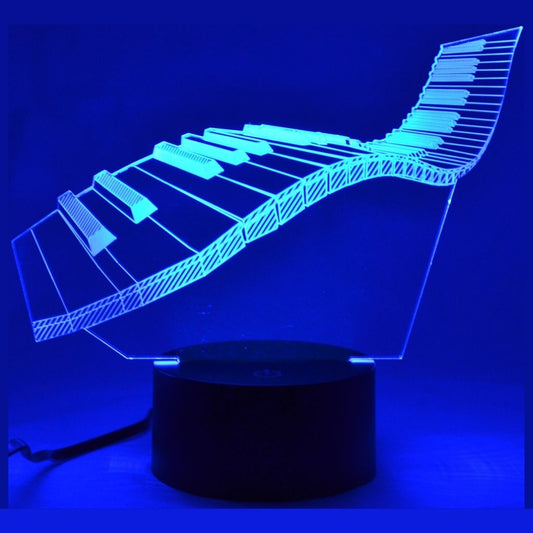 3-D Illusion Color-Changing Lamp, Piano Keyboard - Wavy