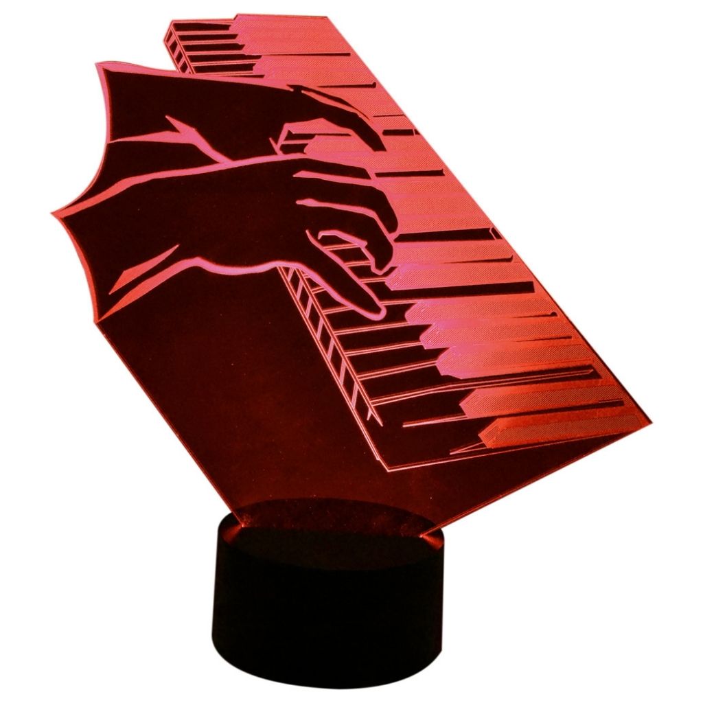 3-D Illusion Color-Changing Lamp, Piano Keyboard with Hands