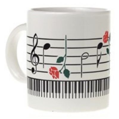 Mug, Music Staff, Keyboard & Roses