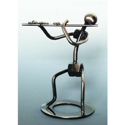 Metal Musician Sculpture, Flute Player