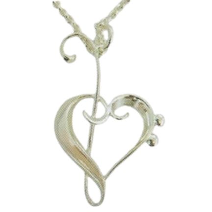 Silver-plated Pendant, Heart of Clefs