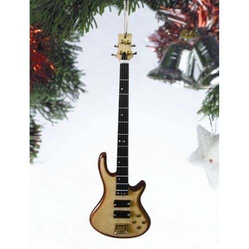 Bass Guitar Christmas Ornament, Natural