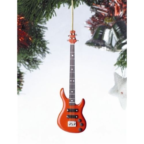 Bass Guitar Christmas Ornament, Red