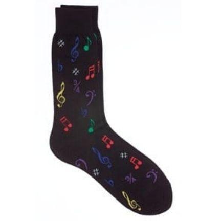 Men's Socks, Music Symbols, Black