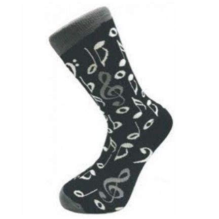 Men's Socks, Grey Notes on Black