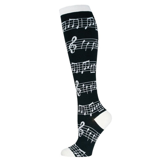 Women's Knee-High Socks, Music Notes